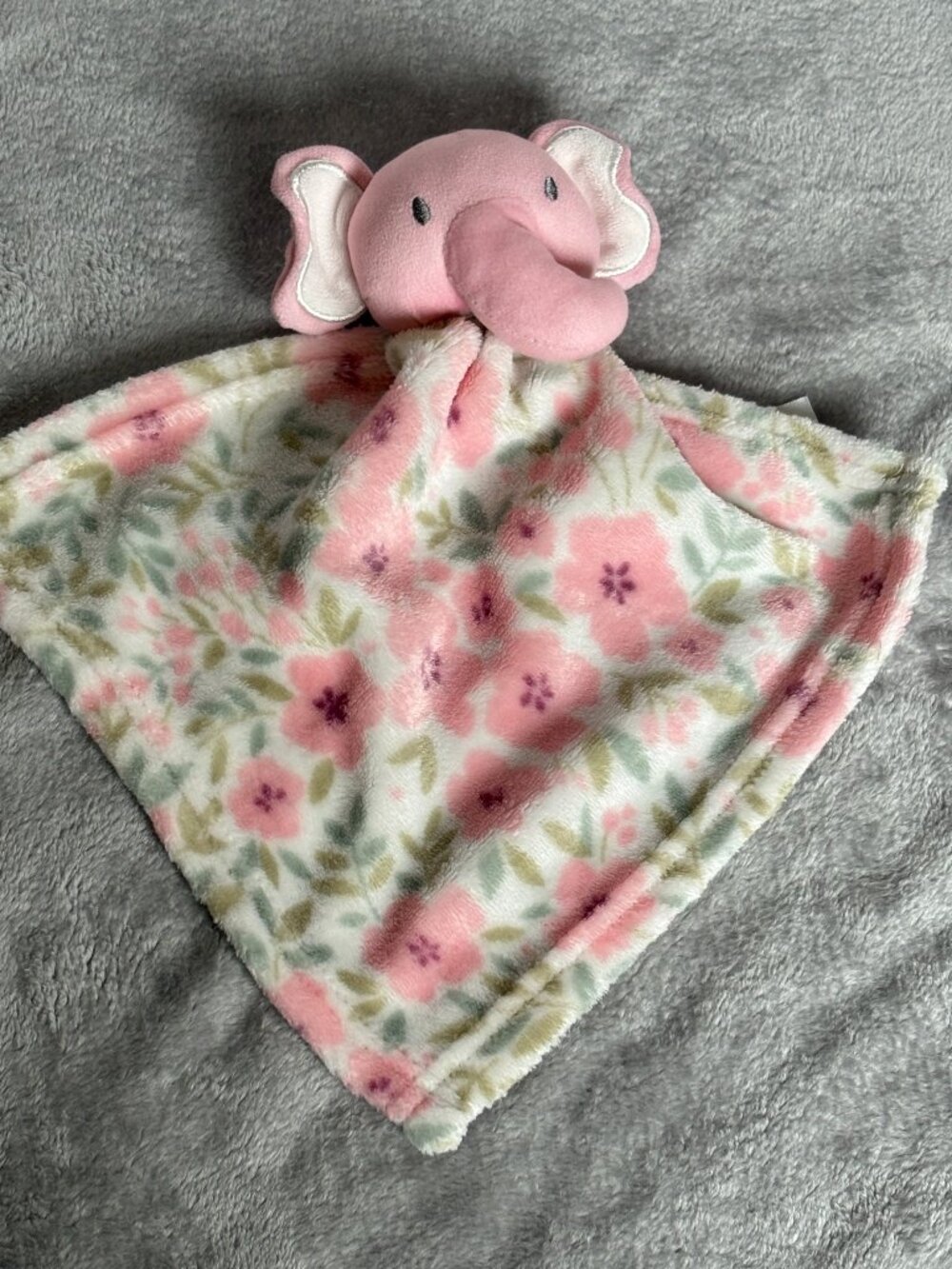 Baby Kiss Pink Floral Elephant Small Plush Lovey Security Blanket Baby Toy
